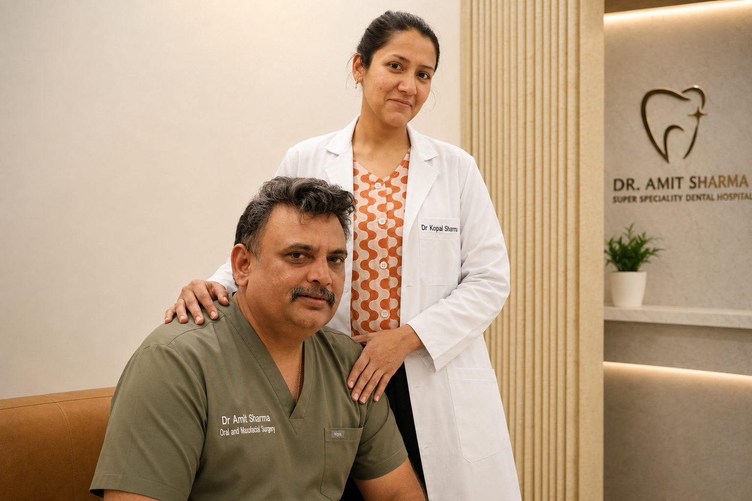 Dr. Amit Sharma and Dr. Kopal Sharma, founders of Dr. Amit Sharma Super Speciality Dental Hospital